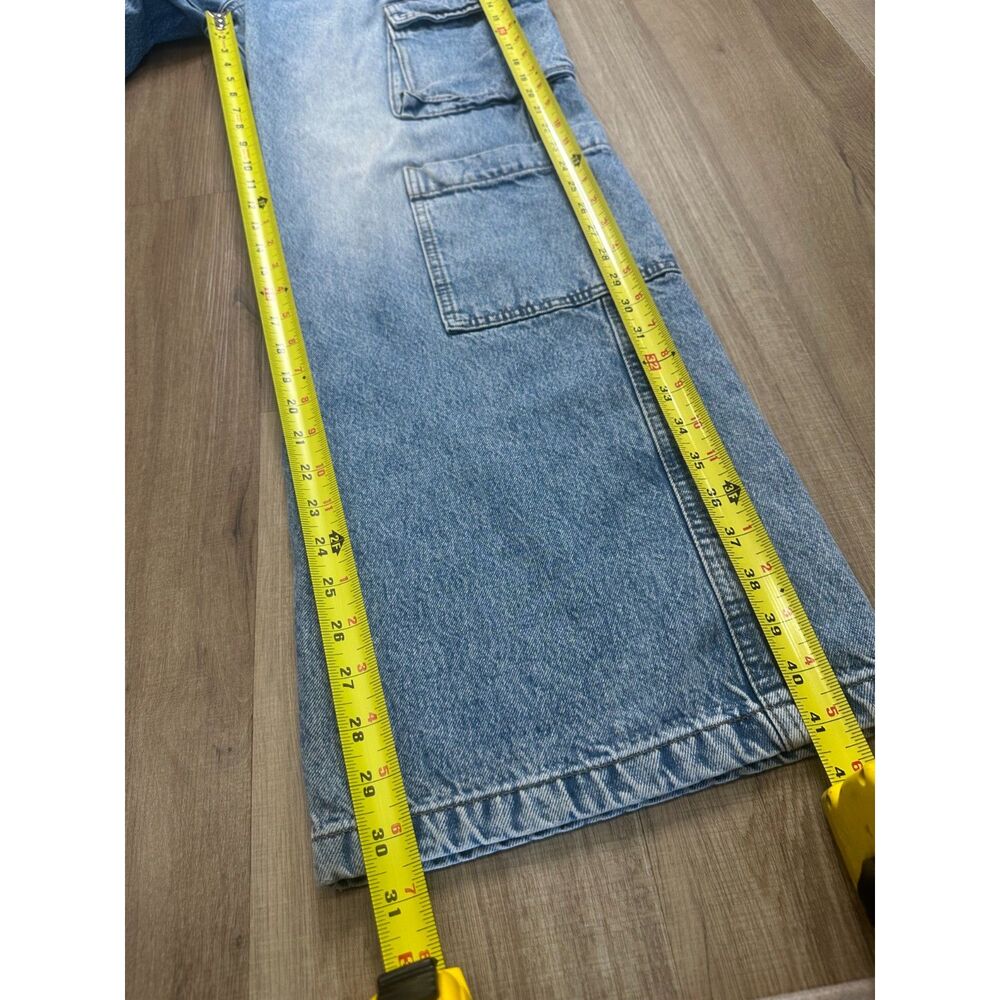 Cotton On Women's 10 US Wide Leg Cargo Stone Washed Distressed Jeans - Picture 6 of 13
